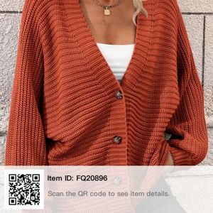Burnt Orange Red Cardigan Sweater